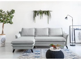 Светлосив ъглов разтегателен диван, ляв ъгъл Charming Charlie - Miuform