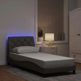 3310647 vidaXL Рамка за легло със светодиод без матрак, таупе, 90x200 см, плат