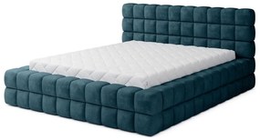 Синьо двойно легло 140x200 cm тапицирано с място за съхранение с включена подматрачна рамка Dizzle – ELTAP