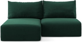 Тъмнозелен кадифен сгъваем/с място за съхранение ъглов диван (ляв ъгъл) Kalena – Makamii