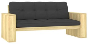 3065756 vidaXL Градинска пейка с възглавници антрацит, 179 см, импрегниран бор