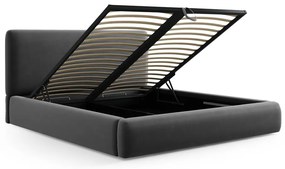 Тъмносиво двойно тапицирано легло с място за съхранение с включена подматрачна рамка 180x200 cm Colonel – Cosmopolitan Design