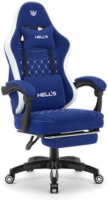 Удобен геймърски и офис стол HC-1015 с поставка за крака - син