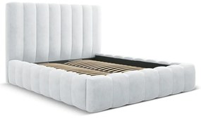 Светлосиво тапицирано двойно легло с място за съхранение с включена подматрачна рамка 200x200 cm Kelp – Micadoni Home