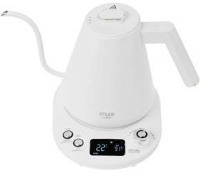 Електрическа кана Adler AD 1349W, 1100W, 1 л, 40-100 C, Поддържане на топлината, LED дисплей, Бял