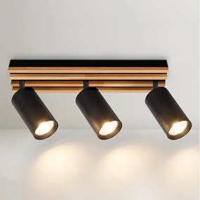Brilagi - Точково осветително тяло SELE WOOD 3xGU10/30W/230V черно/дърво