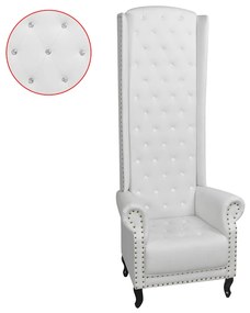 243591 vidaXL Стол с висока облегалка, бял, изкуствена кожа