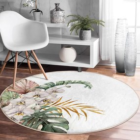 Кремав кръгъл килим подходящ за пране и за прахосмукачки роботи ø 100 cm Comfort – Mila Home