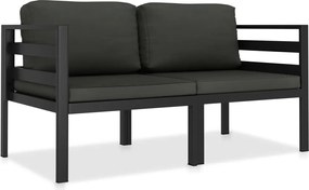 49238 vidaXL Градински диван с възглавници, 2 части, алуминий, антрацит