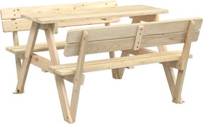 4008985 vidaXL Пикник маса за 4 деца, с отвор за чадър, чамова дървесина масив