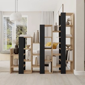 Черно-естествен стелаж от декор от дъб 158x151 cm Anissa – Marckeric