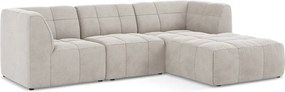 Бежов кадифен ъглов диван (десен ъгъл) Aloha – Makamii