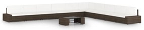 3067168 vidaXL Градински комплект с възглавници, 11 части, кафяв полиратан