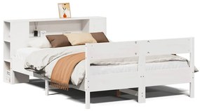 3322949 vidaXL Легло с етажерка за книги, без матрак, 140x200 см, бор масив