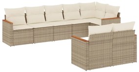 3258551 vidaXL Градински диван с възглавници, 8 части, бежов полиратан