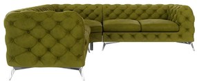 Зелен кадифен ъглов диван Chelsea – Ropez