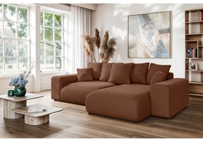 Разтегателен ъглов диван с място за съхранение в тухлен цвят (променлив) Luma – Ropez