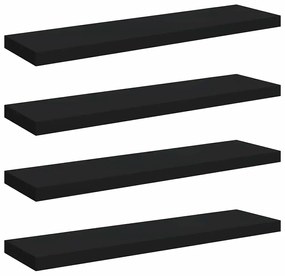 323840 vidaXL Окачени стенни рафтове, 4 бр, черни, 90x23,5x3,8 см, МДФ