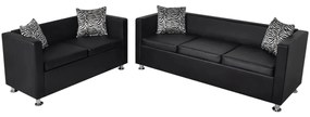 272178 vidaXL Комплект дивани, 2 и 3-местен, изкуствена кожа, черен