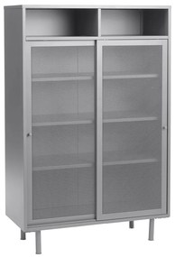 Сиво метално шкафче с плъзгащи се врати 90x140x40 cm Veep – Unique Furniture