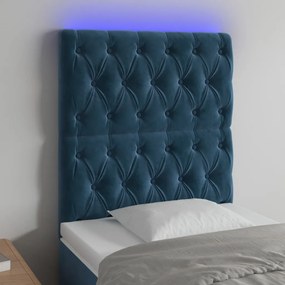 3122794 vidaXL LED горна табла за легло, тъмносиня, 80x7x118/128 см, кадифе