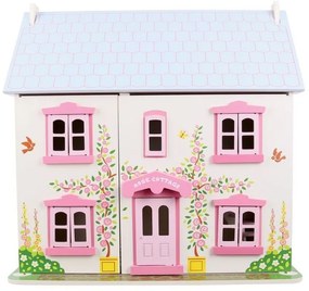 Bigjigs - Къща с обзавеждане и семейство - Къщичка с рози