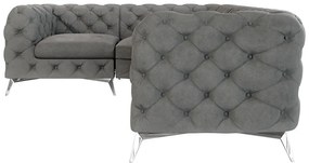 Сив кадифен ъглов диван (ляв ъгъл/L форма) Chelsea – Ropez