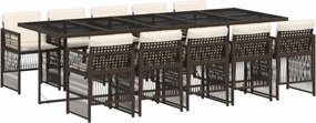 3210933 vidaXL Градински комплект с възглавници 11 части кафяв полиратан