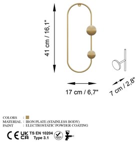Метална стенна закачалка в златист цвят Dama – Kalune Design