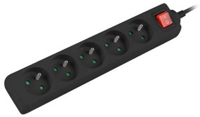 Разклонител LANBERG, 2.500W, 1.5 метра, 5 контакта, Защита от деца, Светлинен индикатор, ON/OFF бутон, Черен