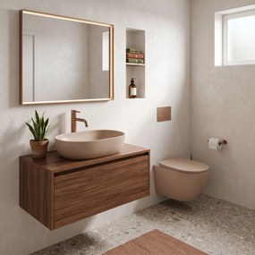 Комплект Конзолна WC Чиния Focus + Умивалник за Плот Rea Focus Taupe