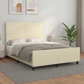 3125453 vidaXL Рамка за легло с табла, кремава, 140x200 см, изкуствена кожа