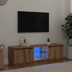 856350 vidaXL ТВ шкаф с LED осветление Дъб Artisan 140x40x35,5 cm