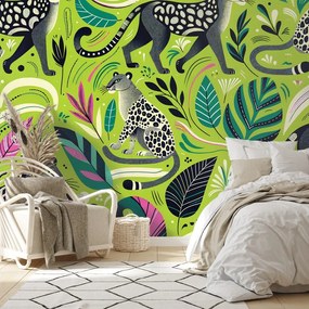 Самозалепващ тапет – Леопарди в тропическа джунгла