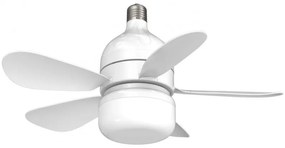 Вентилатор за таван Kumtel KTF-201, 12W, 6500K/3500K, E27, LED, 3 режима, 4 скорости, Дистанционно управление, Бял