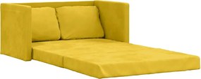 353963 vidaXL Подов разтегателен диван 2-в-1 тъмножълт 122x204x55 см кадифе