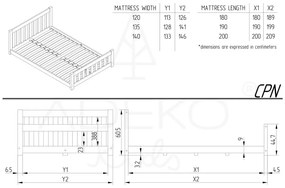 Детско легло от борова дървесина в естествен цвят 120x200 cm CPN - Adeko