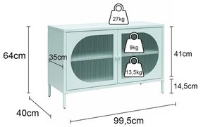 Светлосиня метална витрина 100x64x40 cm Luna – Støraa