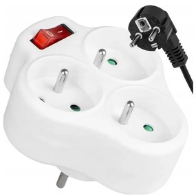 Разклонител с ключ и 3 гнезда