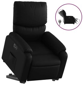 3204900 vidaXL Електрически изправящ реклайнер стол, черен, еко кожа