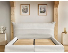 Бежово двойно легло 180x200 cm тапицирано с място за съхранение с включена подматрачна рамка Jade – Bobochic Paris