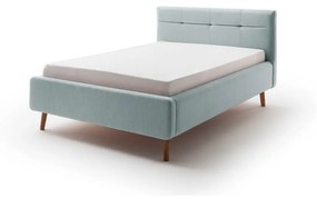 Синьо тапицирано двойно легло с място за съхранение и с решетка 140x200 cm Lotte - Meise Möbel