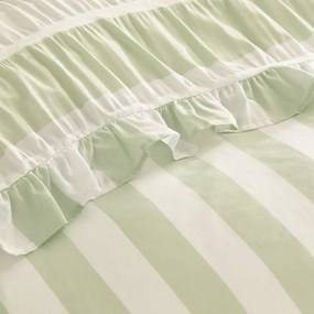 Зелено двойно 3 части спално бельо 200x200 cm Seersucker Frill Stripe – Catherine Lansfield