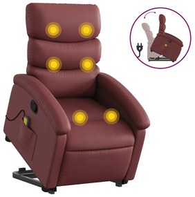 3204051 vidaXL Изправящ масажен наклоняем стол, виненочервен, изкуствена кожа