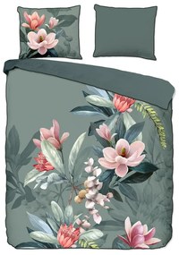 Зелен чаршаф от органичен памук за единично легло Rose, 140 x 220 cm Organic - Descanso