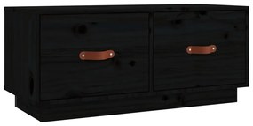 818244 vidaXL ТВ шкаф, черен, 80x34x35 см, бор масив
