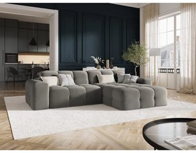 Ъглов диван от сиво кадифе (десен ъгъл) Kendal - Micadoni Home