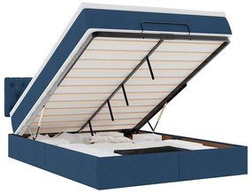 3312401 vidaXL Османска легло с матрак и LED, синьо, 140x200 см, плат