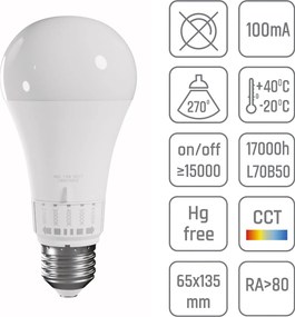LED крушка 5 цвята светлина GLS E27 230V 13W 5CCT