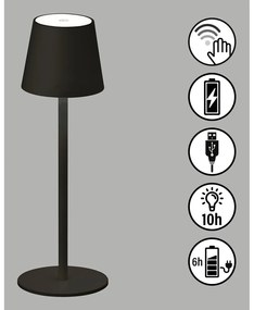 Черна настолна лампа с LED димиране, сензор за движение и метален абажур (височина 38 cm) Tropea - Fischer &amp; Honsel